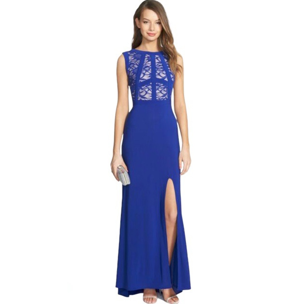 Morgan & Co Royal blue lace gown size 3/4